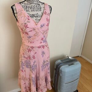Talbots Pink and Purple Floral Midi Dress